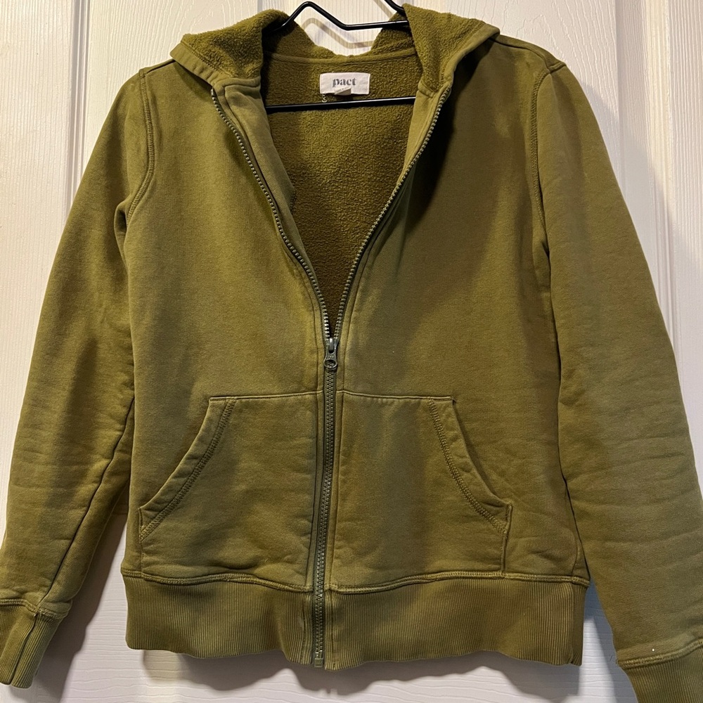 Pact green lightweight zip sweatshirt hoodie